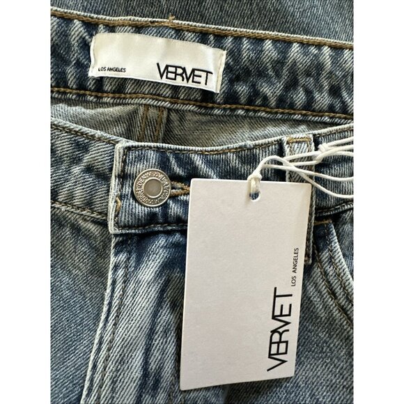 Judy Blue Vervet Sz 30 90s Vintage Crop Jeans Blue Melody Distressed Raw Hem Y2K - Picture 11 of 13